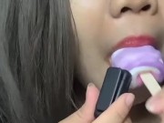 Asian Girl's Cleavage Sucking Ice Cream ASMR 6/16