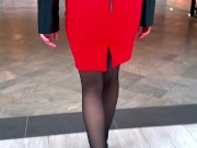 A girl walks down an Italian alley in a sexy short skirt and stockings 4/16