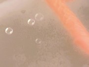 Fun bubble “cumshot” after soapy jerk 14/16