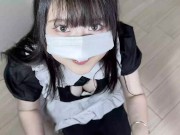 イラマチオで喉奥に突っ込まれても涙目になりながらチンコを離そうとしないしないメイドさんの口内射精 1/16