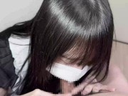 イラマチオで喉奥に突っ込まれても涙目になりながらチンコを離そうとしないしないメイドさんの口内射精 11/16