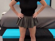 Sadie in a Grey Mini Skirt with a Black Top & Heels 9/16