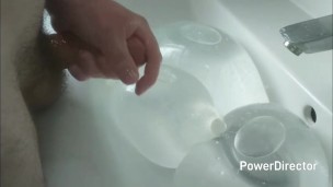 Cumming in huge slime Balls! Hot cum solo man