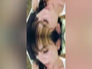 Amateur wife sucks, titty fucks and fucks neighbors cock to send to her husband. 16/16