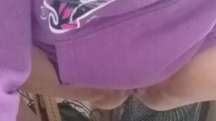 Slut bounces on bowling pin