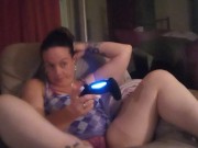 Filming up Step Mom's Mini Skirt While Spreads Her Legs and Teases Me With Her Panties While Gaming
