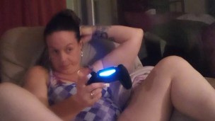 Filming up Step Mom's Mini Skirt While Spreads Her Legs and Teases Me With Her Panties While Gaming
