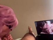 My Latina girlfriend love to give me a head while watching Porn about double blowjob 10/16