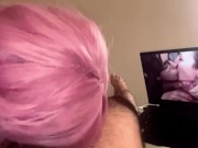 My Latina girlfriend love to give me a head while watching Porn about double blowjob 15/16