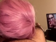 My Latina girlfriend love to give me a head while watching Porn about double blowjob 16/16