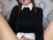 Hair pulled back while I ride the toy slow 16/16