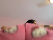 Pretty brunette bouncing big fat ass in hello kitty pjs 11/16