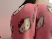 Pretty brunette bouncing big fat ass in hello kitty pjs 16/16