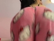 Pretty brunette bouncing big fat ass in hello kitty pjs 7/16