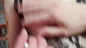 Sexy outfit, cowgirl, cum on tongue