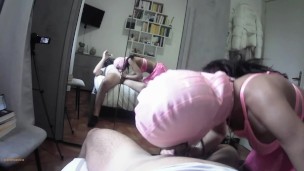 Milf POV Blowjob Video with Sexy Clothes, Fishnet Pantyhose and Ankle Boots with Cum in Mouth