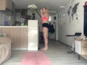 Big ass flexible blonde in sexy panty yoga