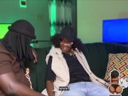 Big ass ebony lesbian stud tries straight best friend's dick and gets cum inside pussy [Huge Orgasm] 1/16