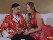 Horny light-haired with phat orbs and shaven honeypot adores cock, giving the best fellatios for 2/16