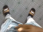 RUBBING MY MONSTER COCK IN PANTS