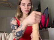 Horny lady in red is ready come to your rescue and raise your dick 8/16