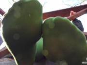 My nylon feet in green tights on your face 2/16