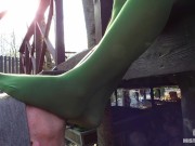 My nylon feet in green tights on your face 3/16