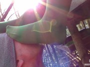 My nylon feet in green tights on your face 6/16