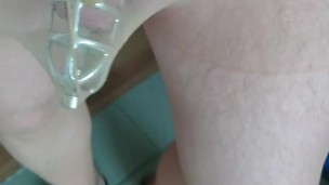 Piss in the penis cage with catheter in tights