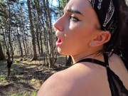 blowjob and cumshot for her in the woods 14/16