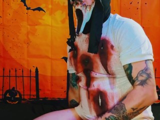 Zombie Ghostface Cosplay Amateur Masturbation Video