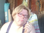 Smoker shows off boobs 4/16