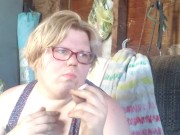 Smoker shows off boobs 7/16