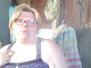 Smoker shows off boobs 8/16