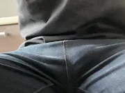 I got horny in the office at work and I'm jerking my small dick under the table! 3/16