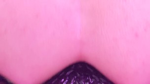 Very close up anal riding a big dildo, my lubed ass is slippery and farting
