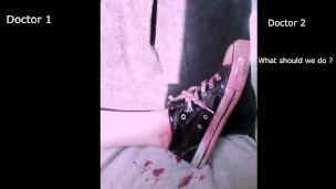 Medical foot exam and clean POV