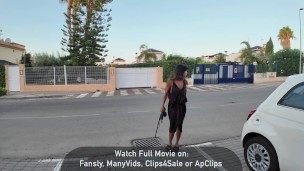 Blindfold Risky Public Masturbation in Car With Open Doors Nudist Exhibitionist ENF Outdoors