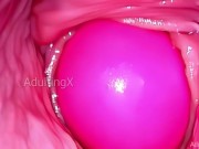 Inside a Camgirl Cervix POV Camera in Vagina with Pink Vibrating Toy 8/16