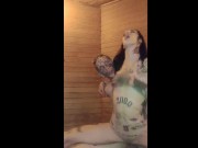 Cámara en el sauna , comida a flaca tatuada 10/16