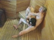 Cámara en el sauna , comida a flaca tatuada 8/16