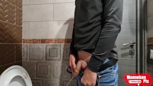 Guy long pisses a large portion of urine