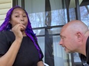 Goddess uses slave as ashtray 1/16