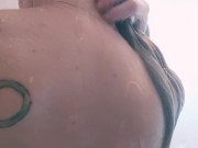 Natural blonde shows off armpits in shower 3/16