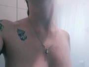 Natural blonde shows off armpits in shower 7/16