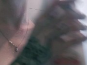 Natural blonde shows off armpits in shower 9/16