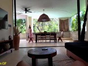 Amateur Arab-Latina slut takes it raw while riding and gagging on vacation