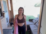 Yoga instructor uses teen and pretends like he’s helping her stretch… Before stretching her pussy 1/16