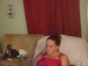 Thick white girl with long brunette hair and hazel eyes teasing in her panties playing video games 3/16