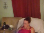 Thick white girl with long brunette hair and hazel eyes teasing in her panties playing video games 4/16